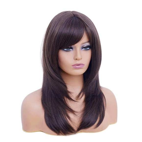 Demi-perruque Longue Ondulée Chocolat Et Cuivré - Synthétique 60 Cm - Taille Moyenne - Neuf Avec étiquettes